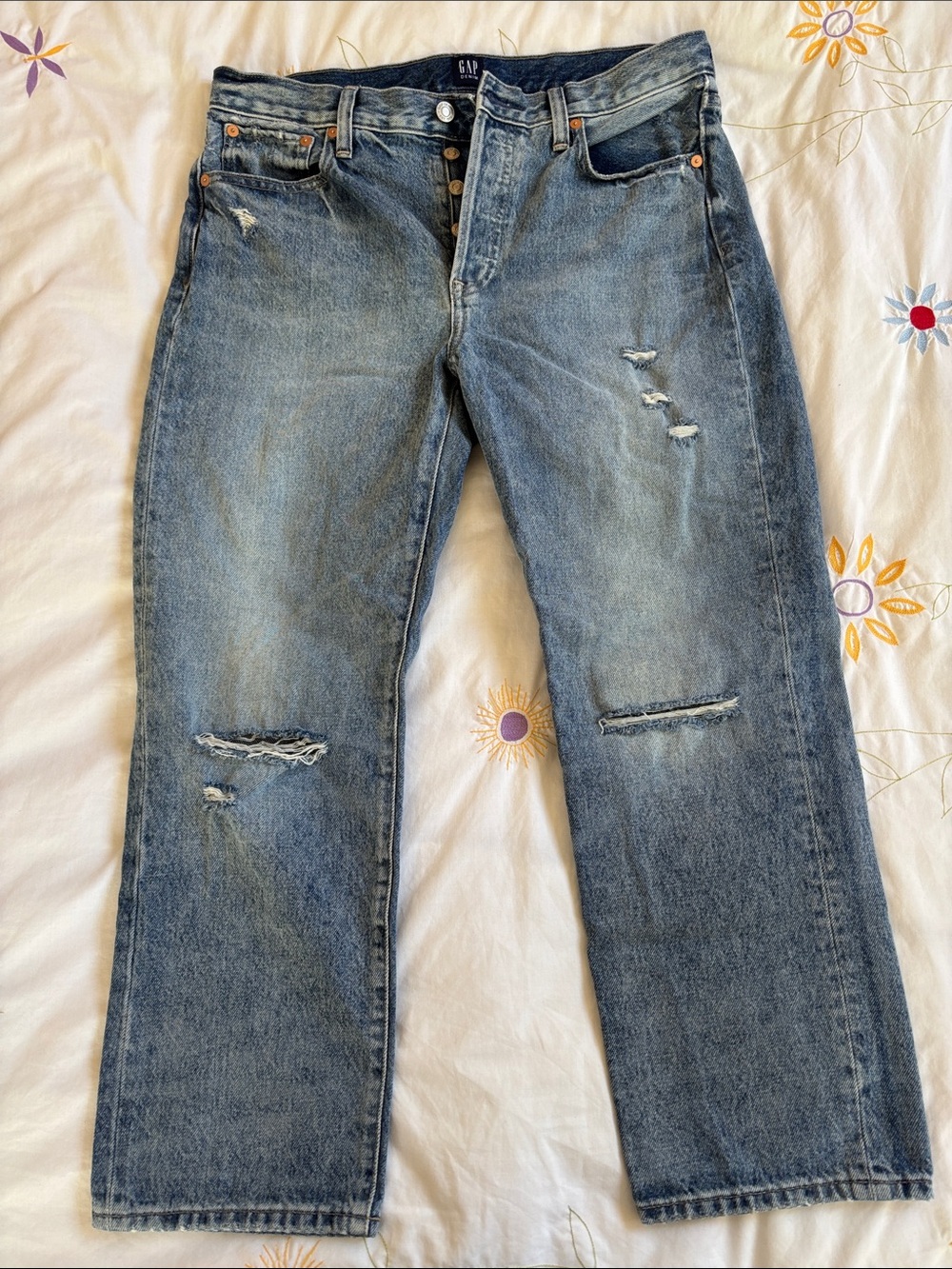 GAP Distressed Boyfriend Blue Jeans